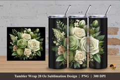 White Olive Bouquet Tumbler Wrap Sublimation Design 4 Product Image 1