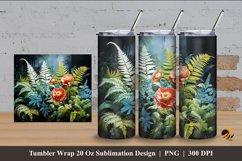 Fern Flowers Tumbler Wrap Sublimation Design 4 Product Image 1
