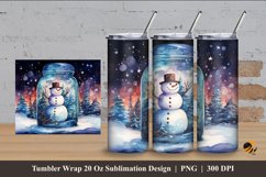 Cute Snowman And Jar Tumbler Wrap Sublimation Design 4 Product Image 1