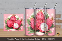 Lovely Dragon Fruit Tumbler Wrap Sublimation Design 4 Product Image 1