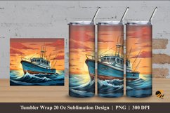 Fishing Boat Tumbler Wrap Sublimation Design 4 Product Image 1