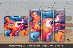Rainbow Liquid Art Tumbler Wrap Sublimation Design 4 Product Image 1