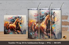 Horse Color Tumbler Wrap Sublimation Design 4 Product Image 1
