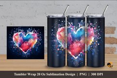 Ink Splash Love Tumbler Wrap Sublimation Design 4 Product Image 1