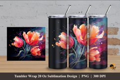 Tulip Flower Tumbler Wrap Sublimation Design 4 Product Image 1
