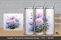 Aster Flower Tumbler Wrap Sublimation Design 4 Product Image 1