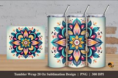 Flower Mandala Tumbler Wrap Sublimation Design 4 Product Image 1