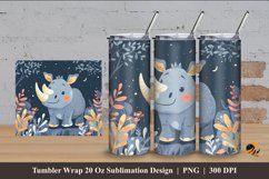 Cute Rhino Tumbler Wrap Sublimation Design 4 Product Image 1
