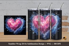 Pink Love Splash Tumbler Wrap Sublimation Design 4 Product Image 1