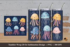 Cute Jellyfish Tumbler Wrap Sublimation Design 4 Product Image 1