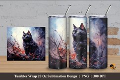 Cat in The Night Tumbler Wrap Sublimation Design 4 Product Image 1