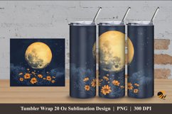 Ink Moon And Flower Tumbler Wrap Sublimation Design 4 Product Image 1