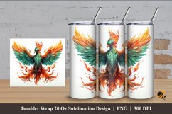 Fiery Rooster Tumbler Wrap Sublimation Design 4 Product Image 1