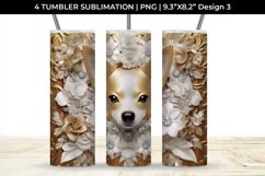 3D white Floral Chihuahua Dog Tumbler Wrap 20 oz Sublimation Product Image 4