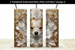 3D white Floral Chihuahua Dog Tumbler Wrap 20 oz Sublimation Product Image 4