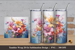 Flower on Canvas Tumbler Wrap Sublimation Design 4 Product Image 1