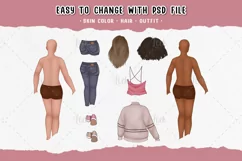 Family clipart with separated skin, Family illustration PNG Product Image 3