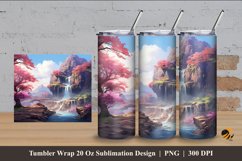 Lovely Waterfall Tumbler Wrap Sublimation Design 4 Product Image 1