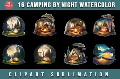 Camping by Night Watercolor Clipart Sublimation 16 Design Product Image 4