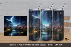 Futuristic City Tumbler Wrap Sublimation Design 4 Product Image 1