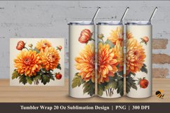 Chrysanthemum Flowers Tumbler Wrap Sublimation Design 4 Product Image 1
