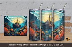 Shipwreck Tumbler Wrap Sublimation Design 4 Product Image 1