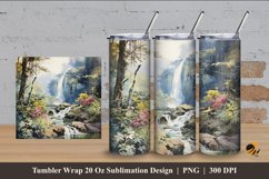 Misty Waterfall Tumbler Wrap Sublimation Design 4 Product Image 1
