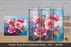 Painting Floral Tumbler Wrap Sublimation Design 4 Product Image 1