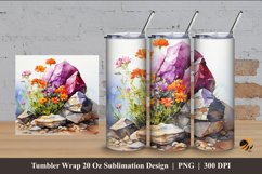 Flower and Rock Tumbler Wrap Sublimation Design 4 Product Image 1