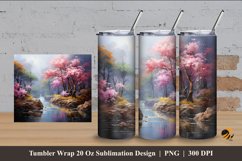 Rural River Tumbler Wrap Sublimation Design 4 Product Image 1