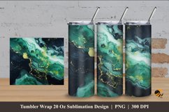 Black Green Marble Tumbler Wrap Sublimation Design 4 Product Image 1