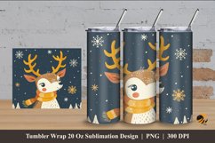 Cute Deer Tumbler Wrap Sublimation Design 4 Product Image 1