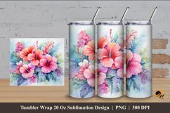 Tropical Flower Tumbler Wrap Sublimation Design 4 Product Image 1