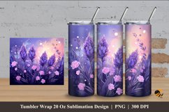 Lavender Floral Tumbler Wrap Sublimation Design 4 Product Image 1