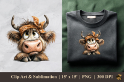Funny Highland Cow DTF Sublimation Clipart Design 4 Product Image 1