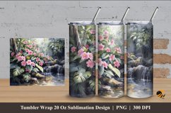 Small River And Flower Tumbler Wrap Sublimation Design 4 Product Image 1