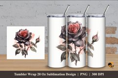 Black Rose Tumbler Wrap Sublimation Design 4 Product Image 1
