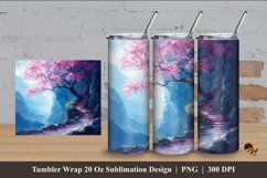 Sakura Tree Tumbler Wrap Sublimation Design 4 Product Image 1