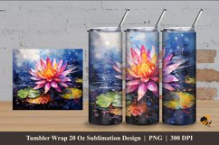 Beauty Water Lily Tumbler Wrap Sublimation Design 4 Product Image 1