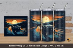 Black Car at Night Tumbler Wrap Sublimation Design 4 Product Image 1
