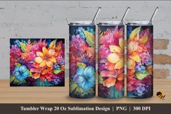 Colorful Flowers Tumbler Wrap Sublimation Design 4 Product Image 1