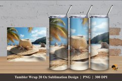 Beach Hat Tumbler Wrap Sublimation Design 4 Product Image 1
