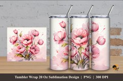 Pink Boquet Tumbler Wrap Sublimation Design 4 Product Image 1