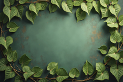 Leaves Framing a Dark Green Background Wallpaper Product Image 1
