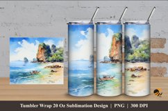 Beautiful Beach Tumbler Wrap Sublimation Design 4 Product Image 1