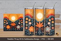 Retro Flower Tumbler Wrap Sublimation Design 4 Product Image 1