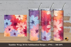 Rainbow flower Tumbler Wrap Sublimation Design 4 Product Image 1