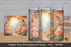 Flowering Mountain Tumbler Wrap Sublimation Design 4 Product Image 1