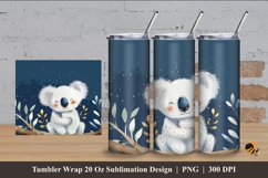 White Koala Tumbler Wrap Sublimation Design 4 Product Image 1