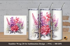 Red Bougainvillea Tumbler Wrap Sublimation Design 4 Product Image 1
